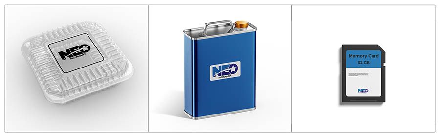 Geeignete Etiketten für den automatischen Etikettierer von Neostarpack sind transparente Kunststoffetiketten, Motoröletiketten und Speicherkarten.