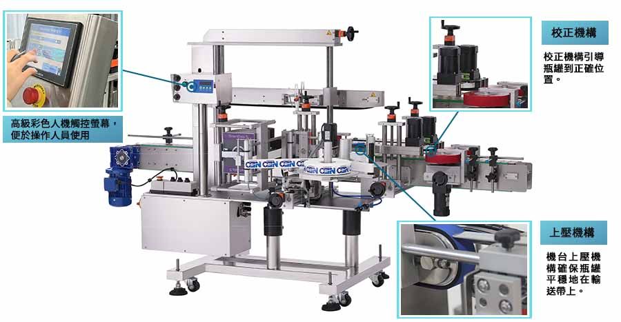 新碩達雙面貼標機具有高級彩色人機觸控螢幕，便於操作人員使用