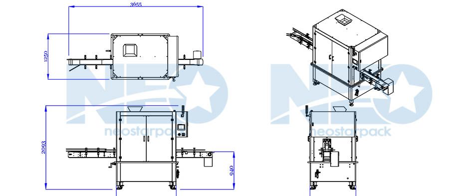 Susun atur Mesin Penutup Tekan Automatik Neostarpack.