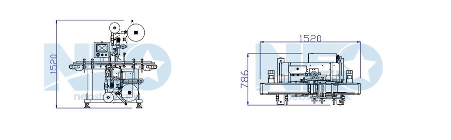 Neostarpackの自動上下ラベラーの機械レイアウト