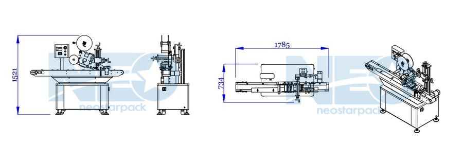 Layout da máquina de rotulagem automática de dois lados da Neostarpack