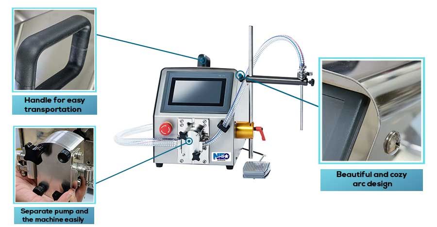 Mesin Isi Pam Gear Meja Separuh Automatik Neostarpack - Pam dan mesin dipisahkan dengan mudah.