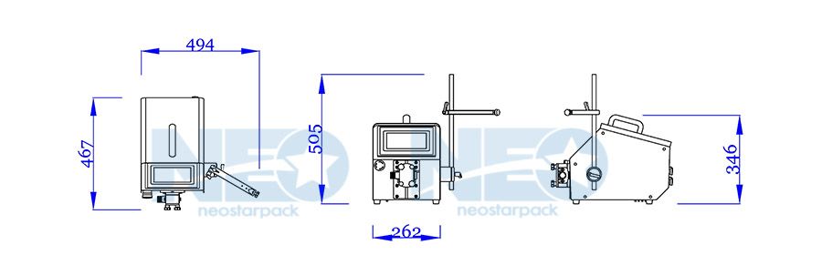 Bố trí Máy đổ bơm bán tự động Neostarpack trên bàn là