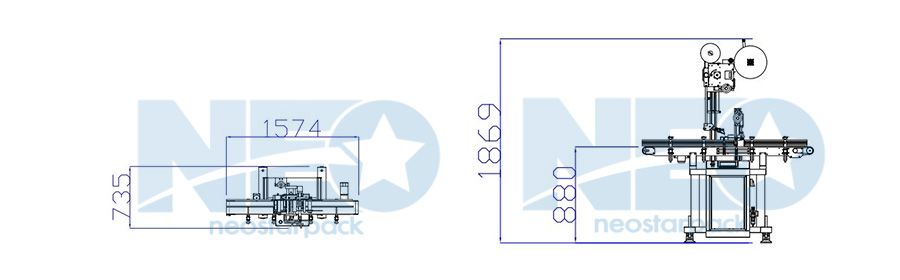 新碩達自動貼標機機台三視圖