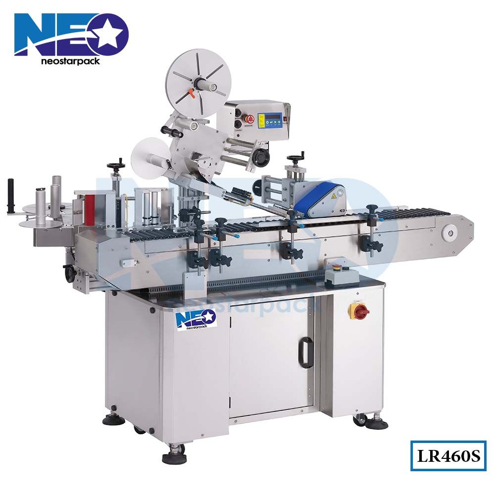 horizontal round labeler with side applicator