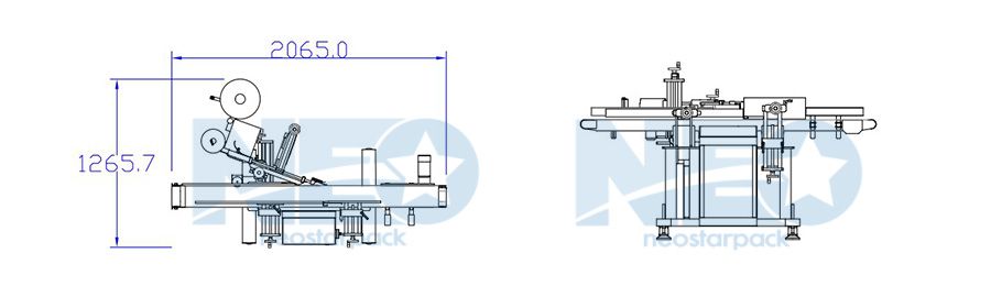 Bố trí máy dán nhãn bên tự động của Neostarpack